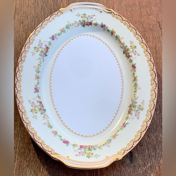 Vintage Discontinued Noritake DIMITY Gold Trim Lug Handled Oval Serving Plate - Picture 12 of 16